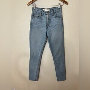 Reformation light blue Kara button fly mid rise skinny jeans 24